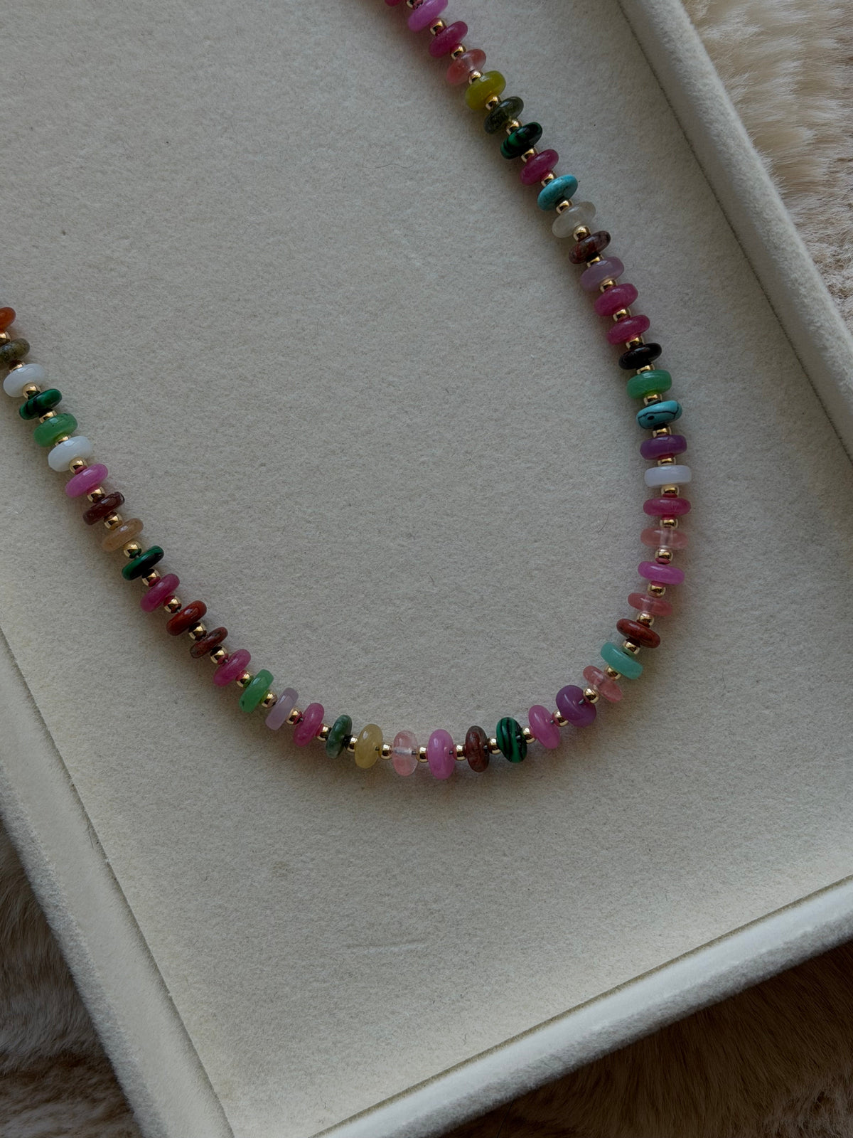 muted multicolor beaded necklace