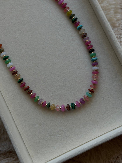 muted multicolor beaded necklace