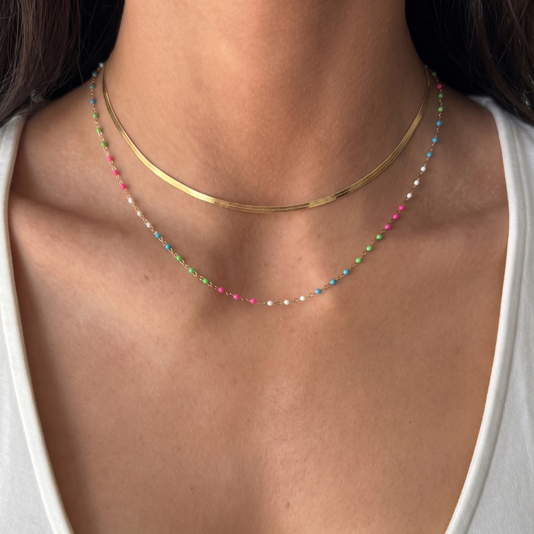 dainty herringbone + colorful dotted layering set