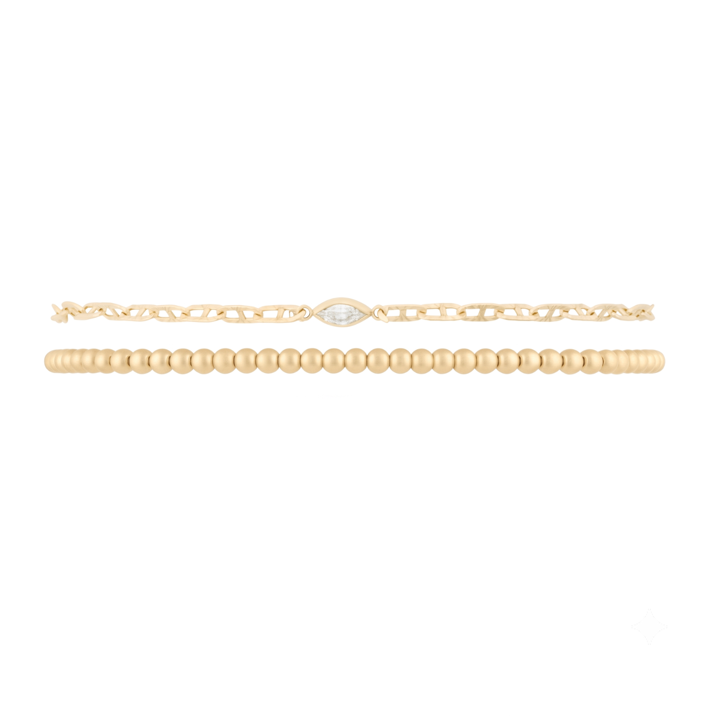dainty juno + marquise stone aurora mariner bracelet double stack (2mm)