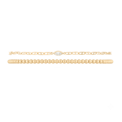 dainty juno + marquise stone aurora mariner bracelet double stack (2mm)