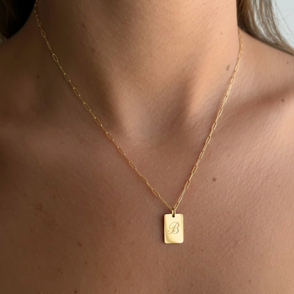 dog tag initial necklace