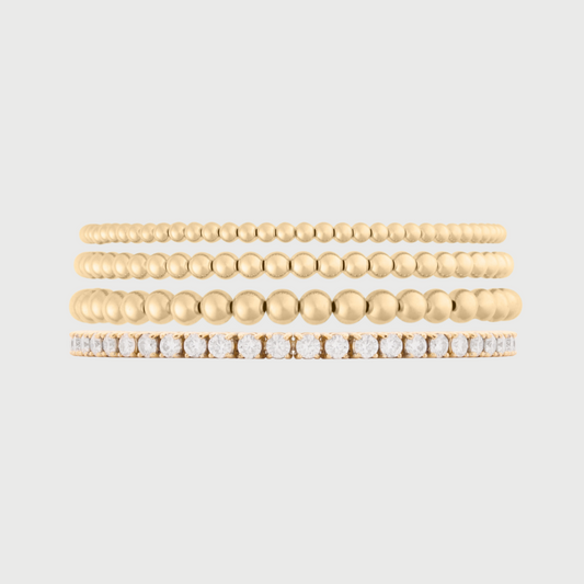 tennis + juno bead bracelet four stack (3+3+4+5mm)