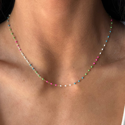 dainty colorful dotted necklace