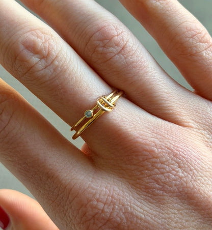 march birthstone linked ring