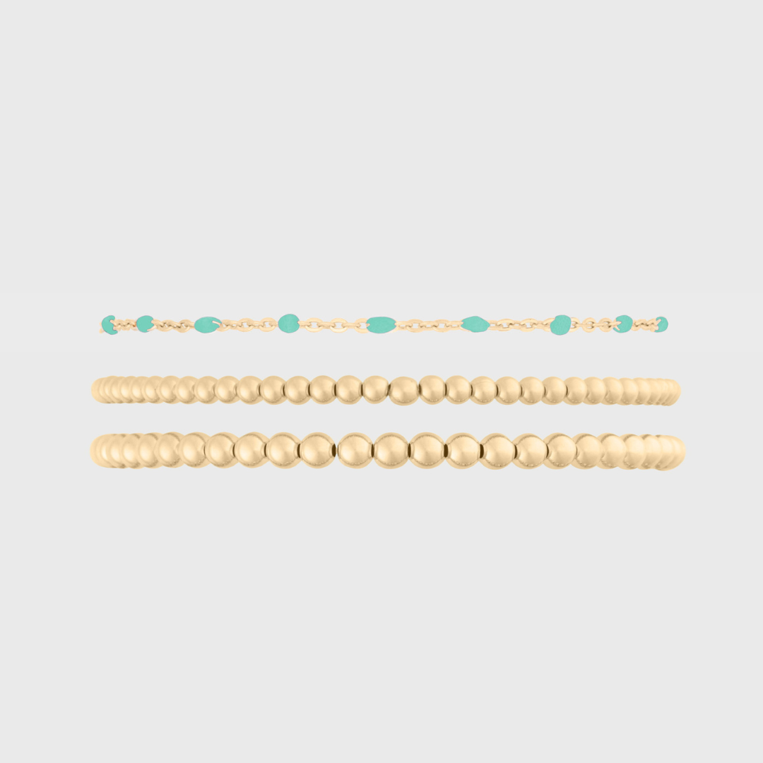 turquoise daisy + juno bracelet triple stack (3+4mm)