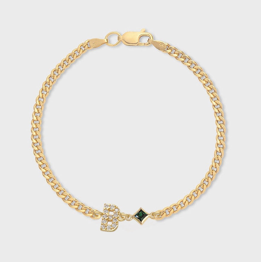 pavé initial + birthstone bracelet