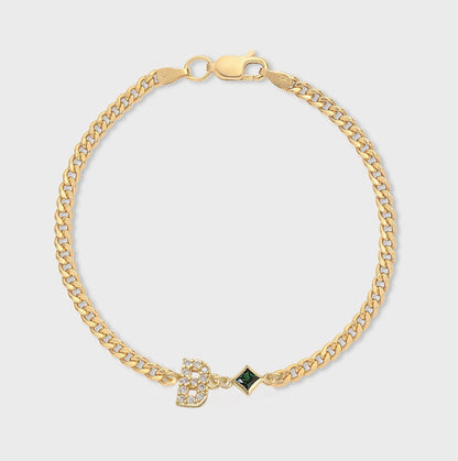 pavé initial + birthstone bracelet