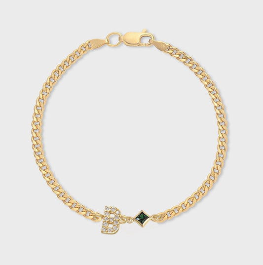 pavé initial + birthstone bracelet