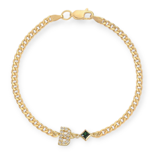 pavé initial + birthstone bracelet