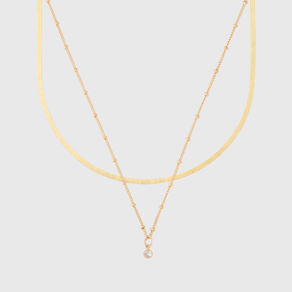 Gabi-Halsband + Geburtsstein-Halskette im Layering-Set