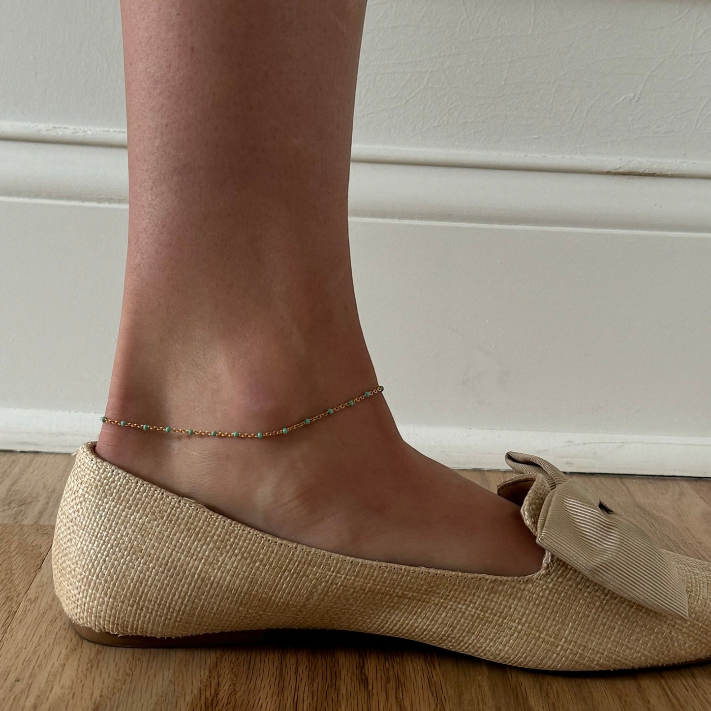 turquoise daisy anklet