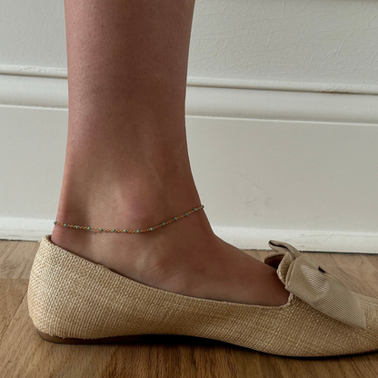 turquoise daisy anklet