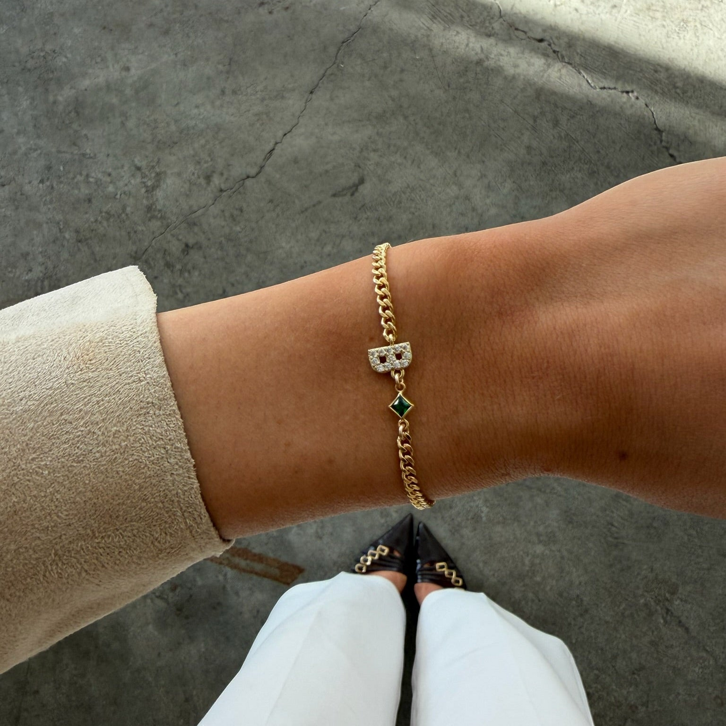 pavé initial + birthstone bracelet