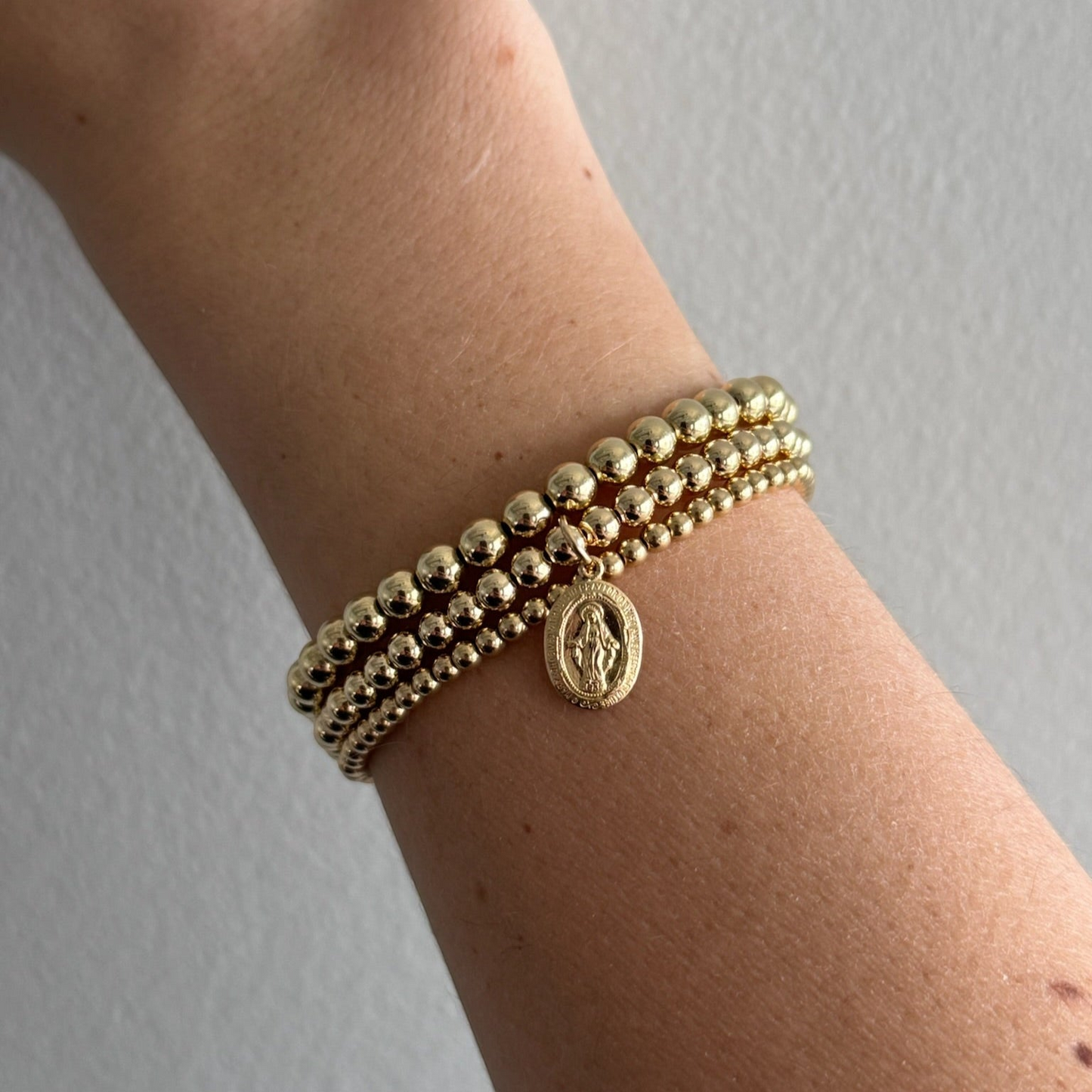 blessed mary juno bracelet triple stack (3+4+5mm)