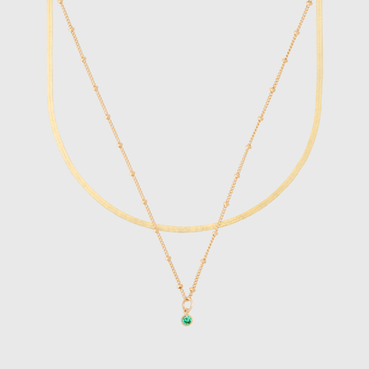 Gabi-Halsband + Geburtsstein-Halskette im Layering-Set