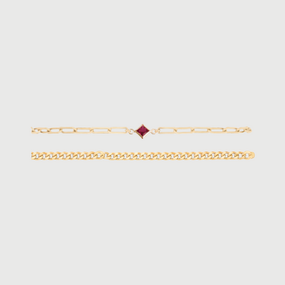 birthstone + gabi curb bracelet stack