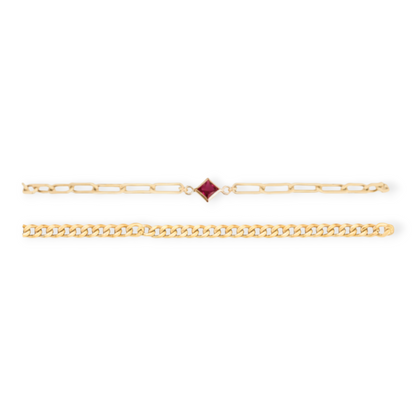 birthstone + gabi curb bracelet stack