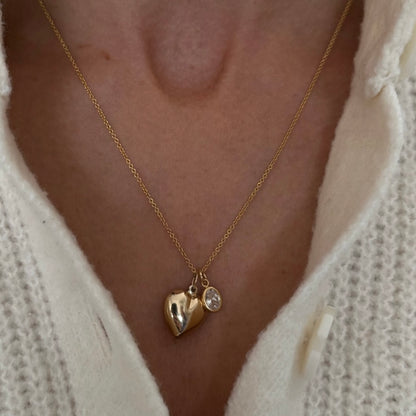 puffy heart charm necklace