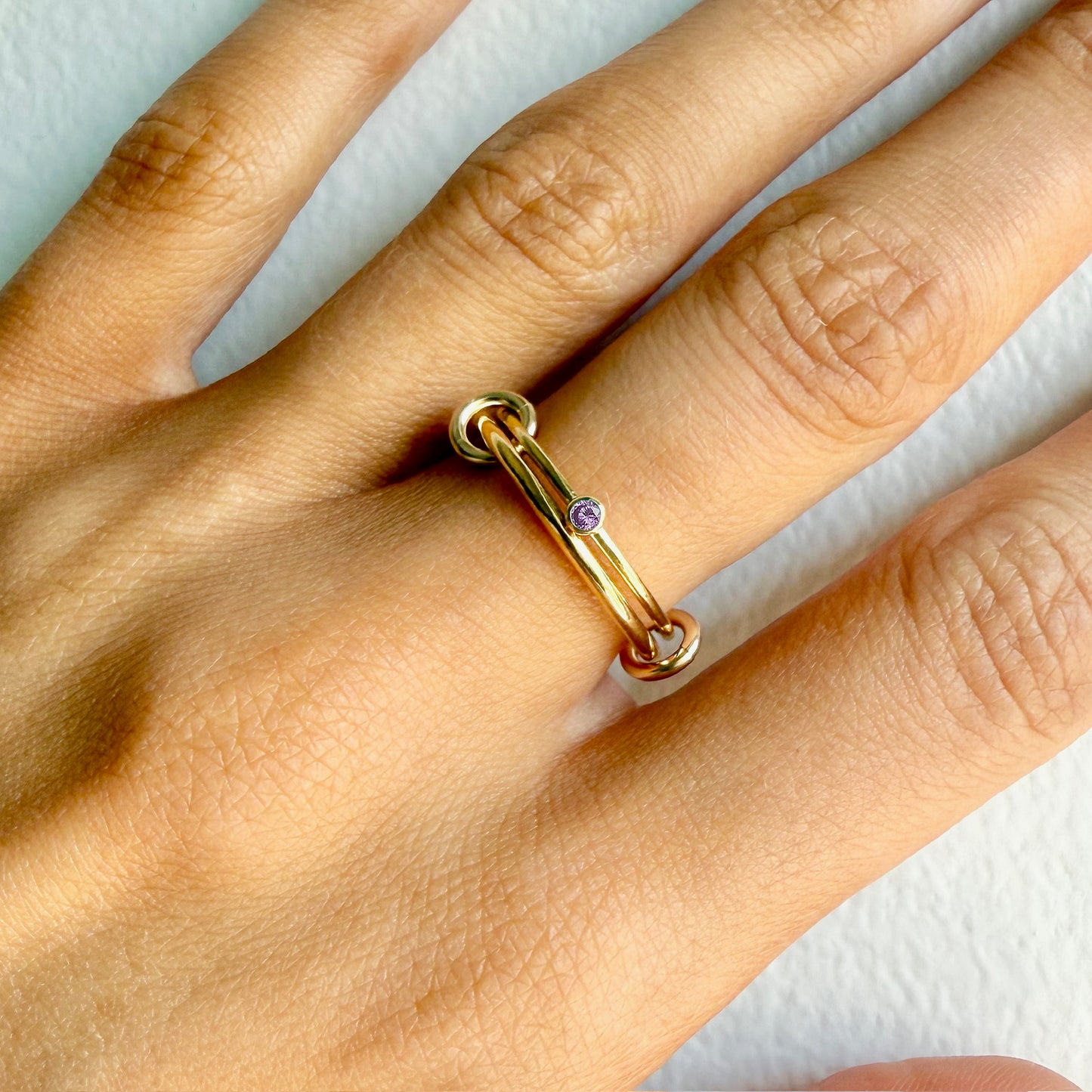 june birthstone linked ring