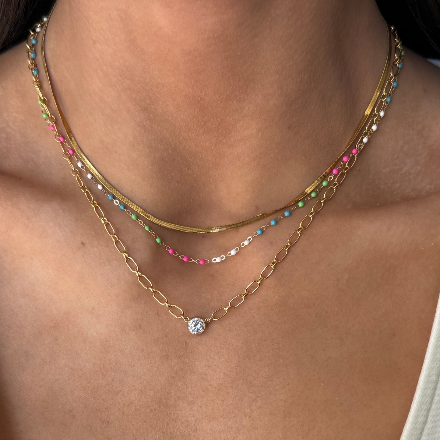 dainty colorful dotted necklace