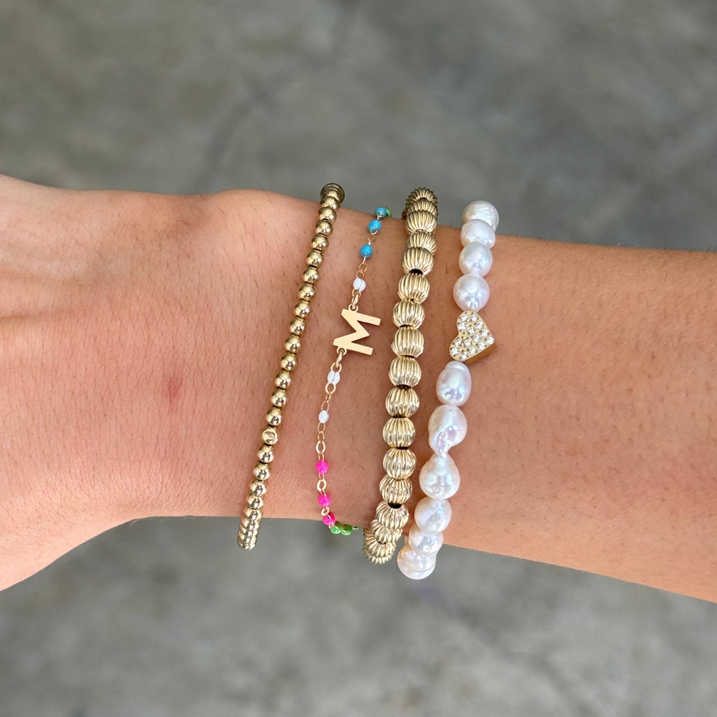 pavé heart baroque pearl bracelet