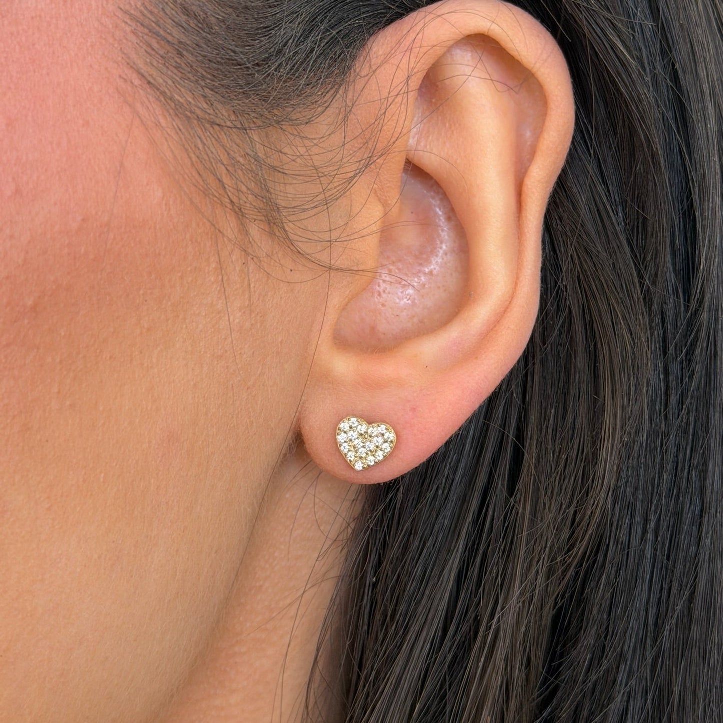 pavé heart studs (gold)