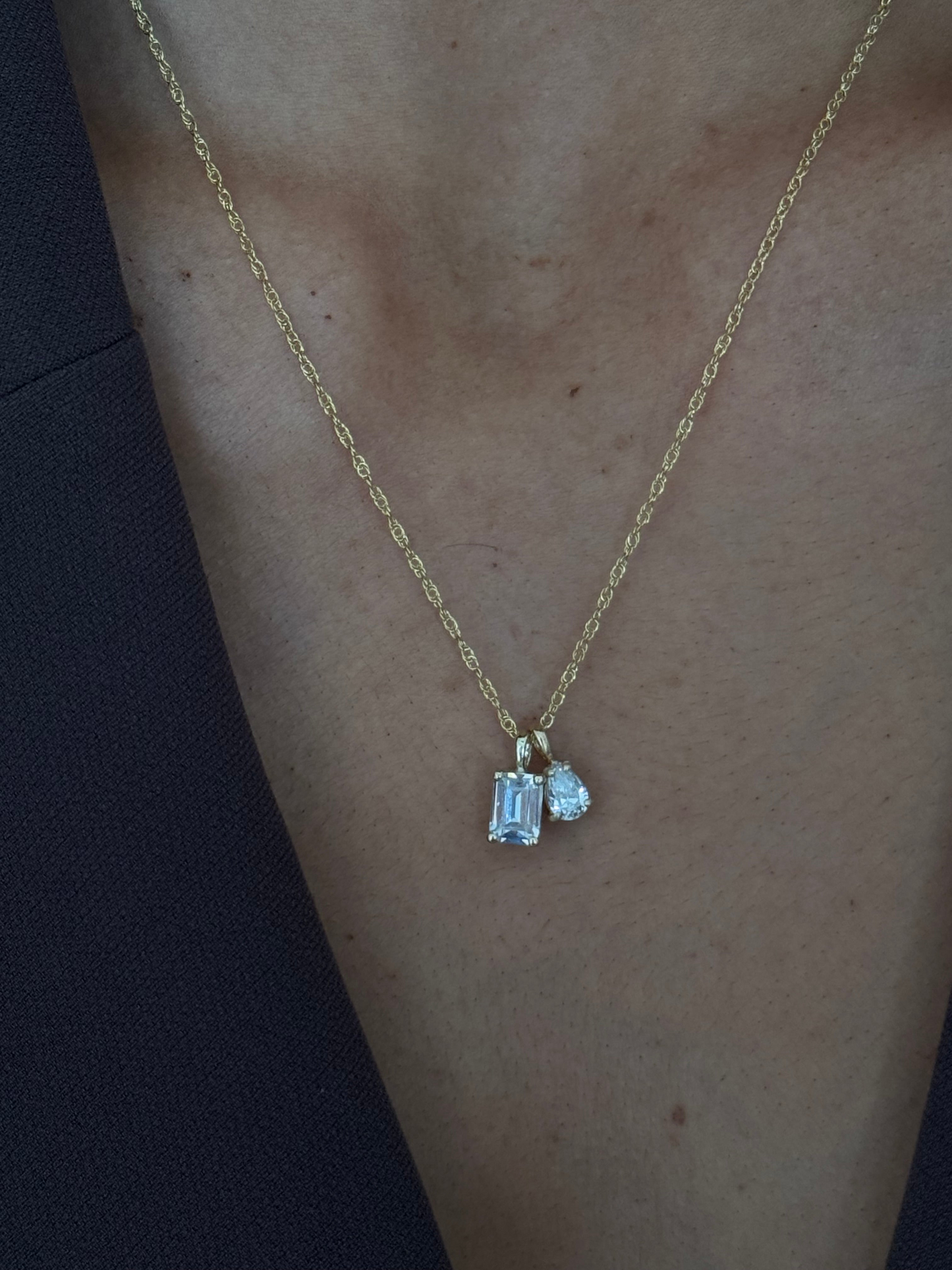 14k two stone necklace