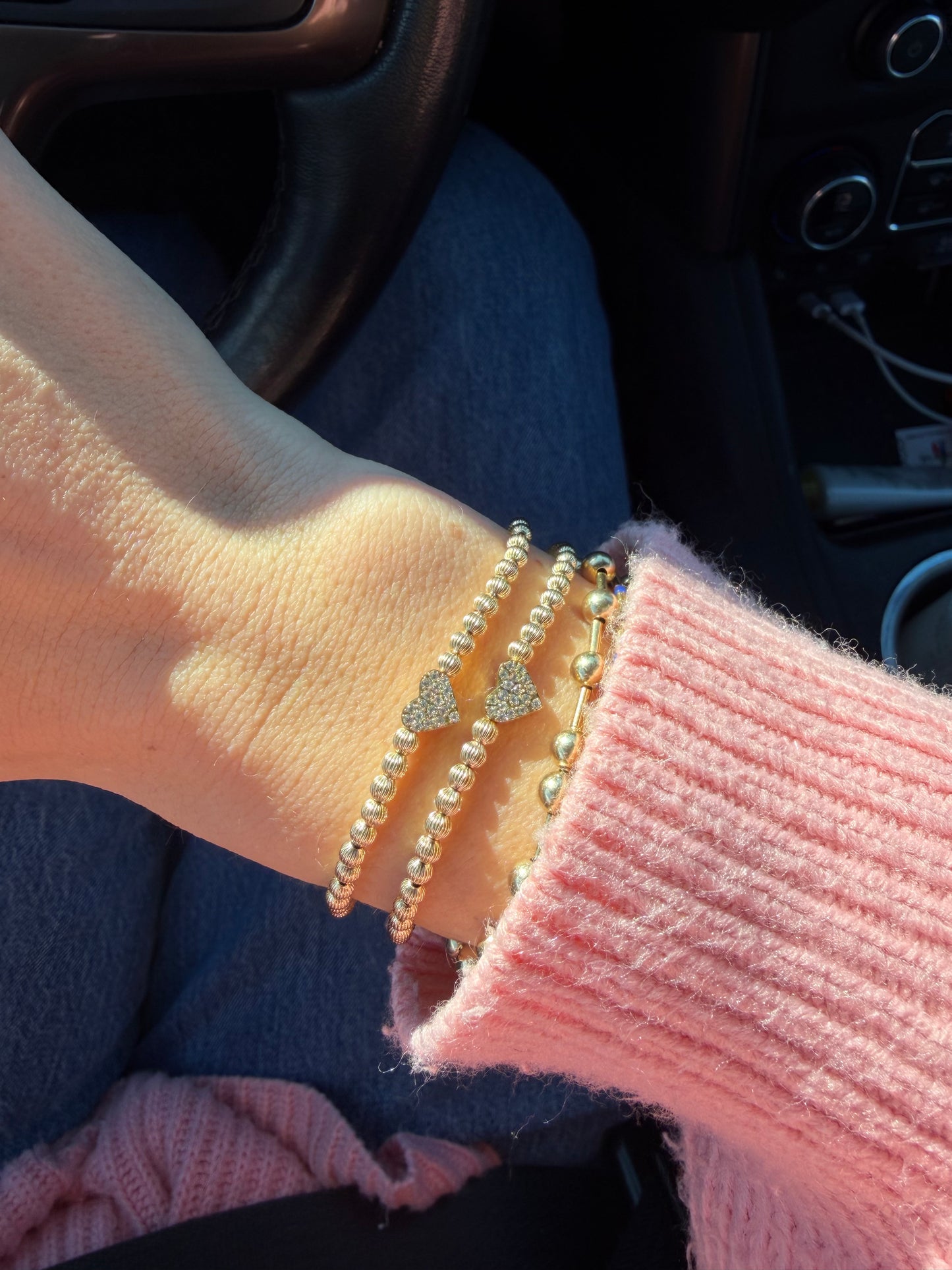 pavé heart fancy juno bracelet (3mm)