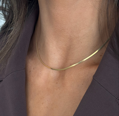 14k dainty herringbone necklace