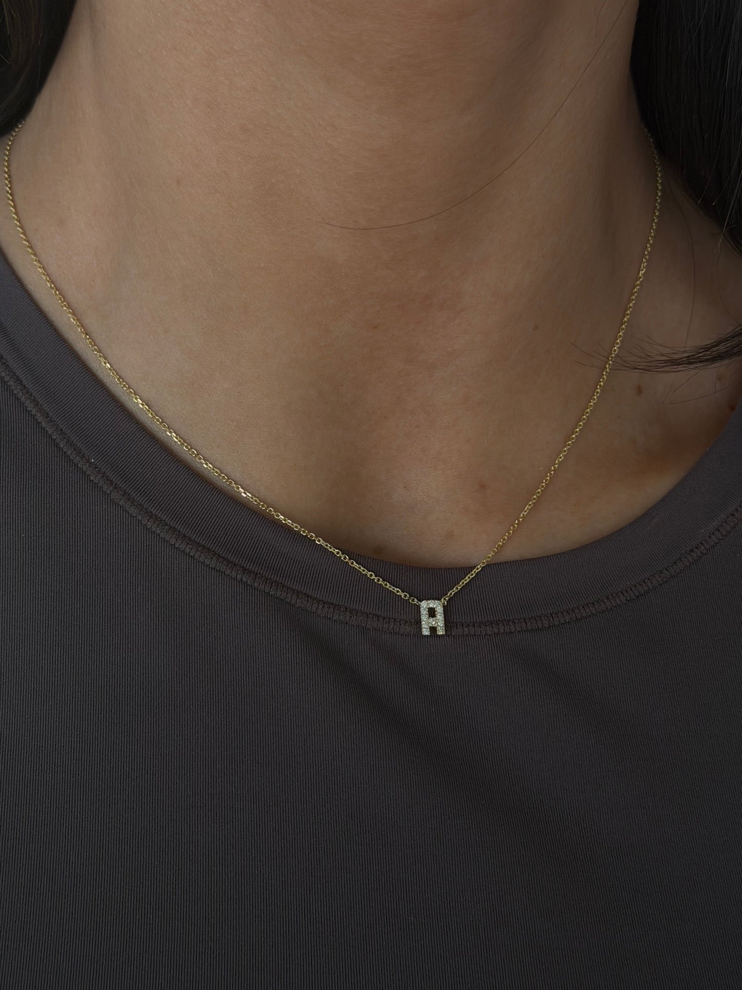 14k diamond initial necklace