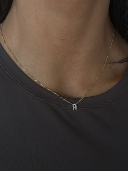 14k diamond initial necklace