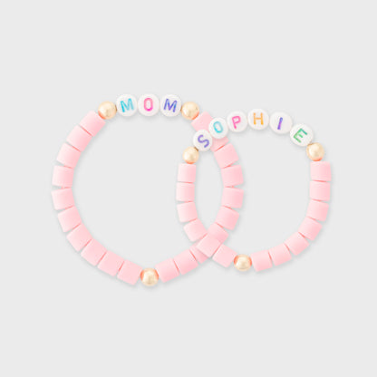 mommy + me custom pink bracelets