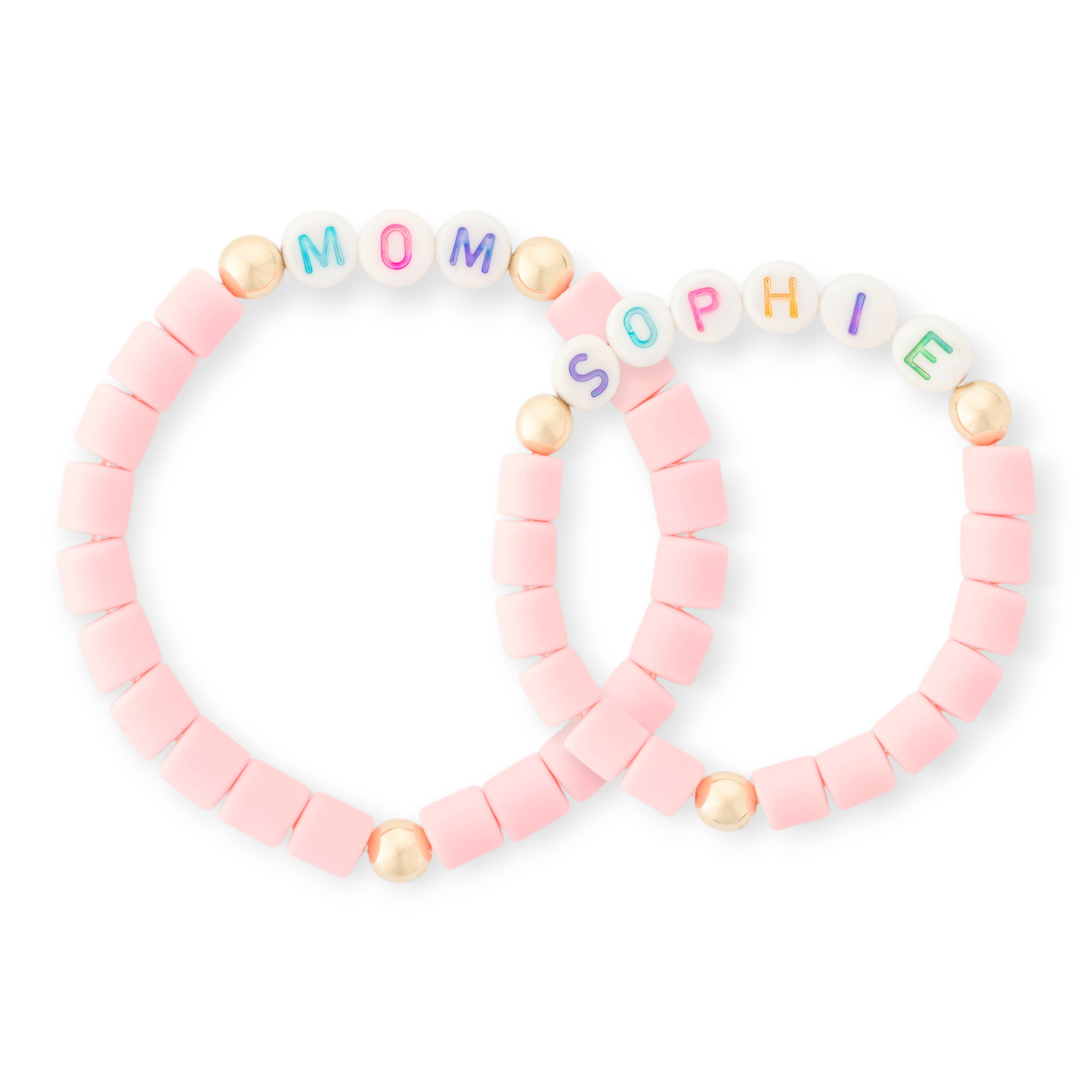 mommy + me custom pink bracelets