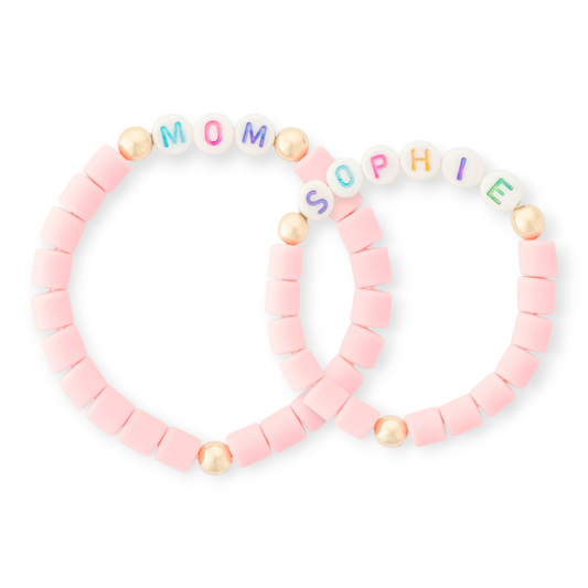 mommy + me custom pink bracelets