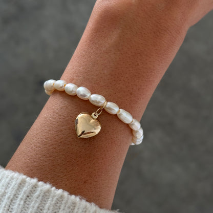 puffy heart pearl bracelet