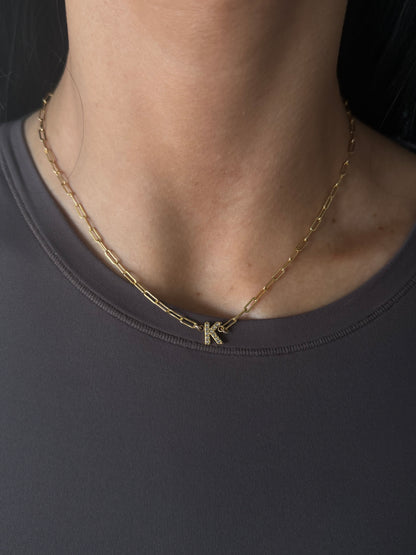 pavé initial necklace