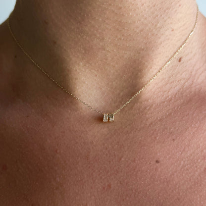 14k baguette slider necklace