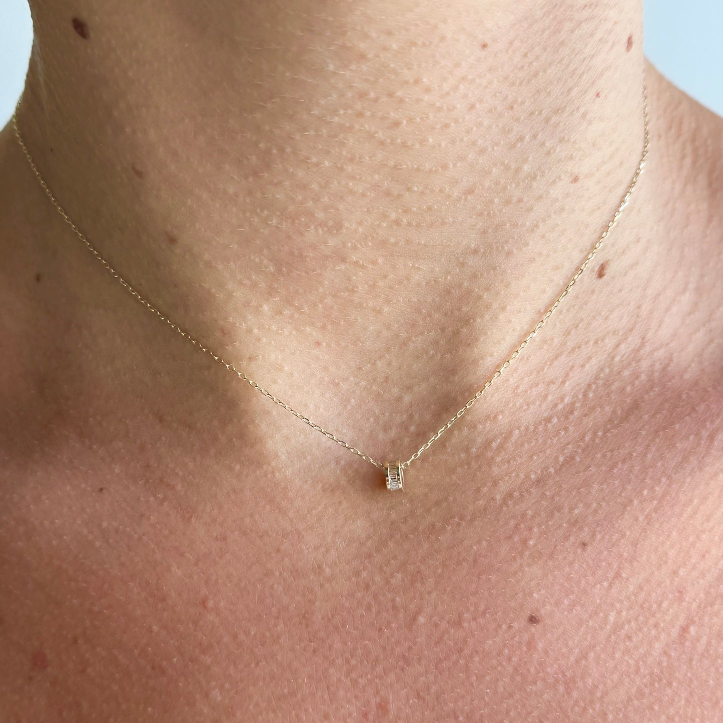 14k baguette slider necklace