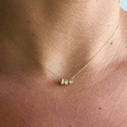 14k baguette slider necklace