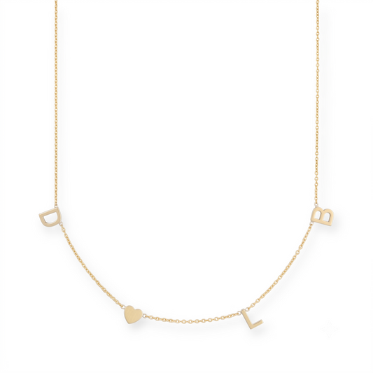 Collier d’initiales classiques personnalisées 14 carats