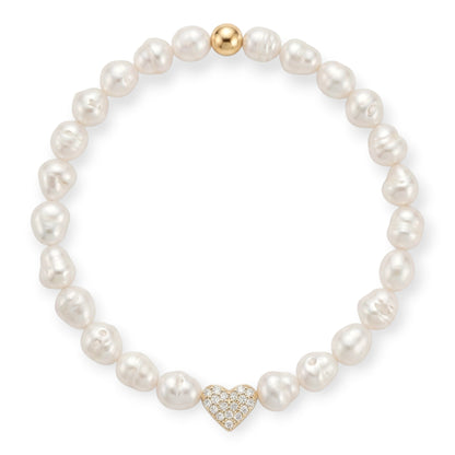 pavé heart baroque pearl bracelet