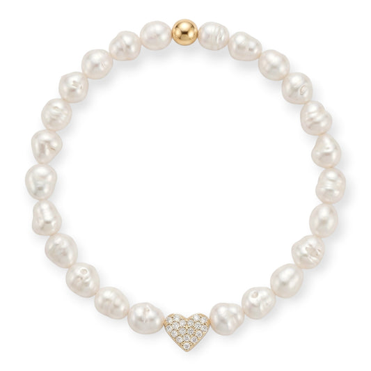 pavé heart baroque pearl bracelet