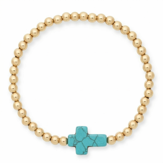 turquoise cross juno bead bracelet (4mm)