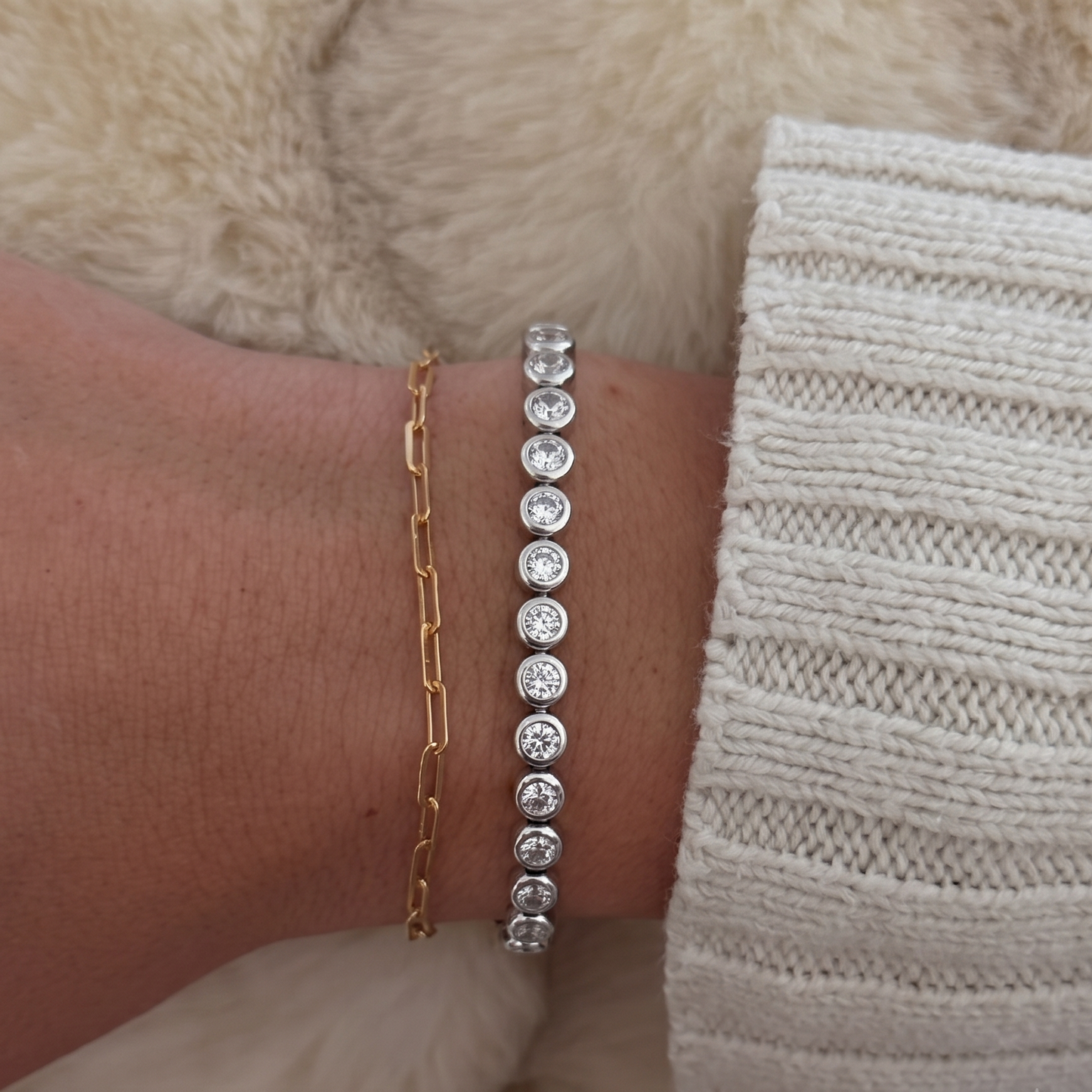 bezel tennis bracelet (silver)