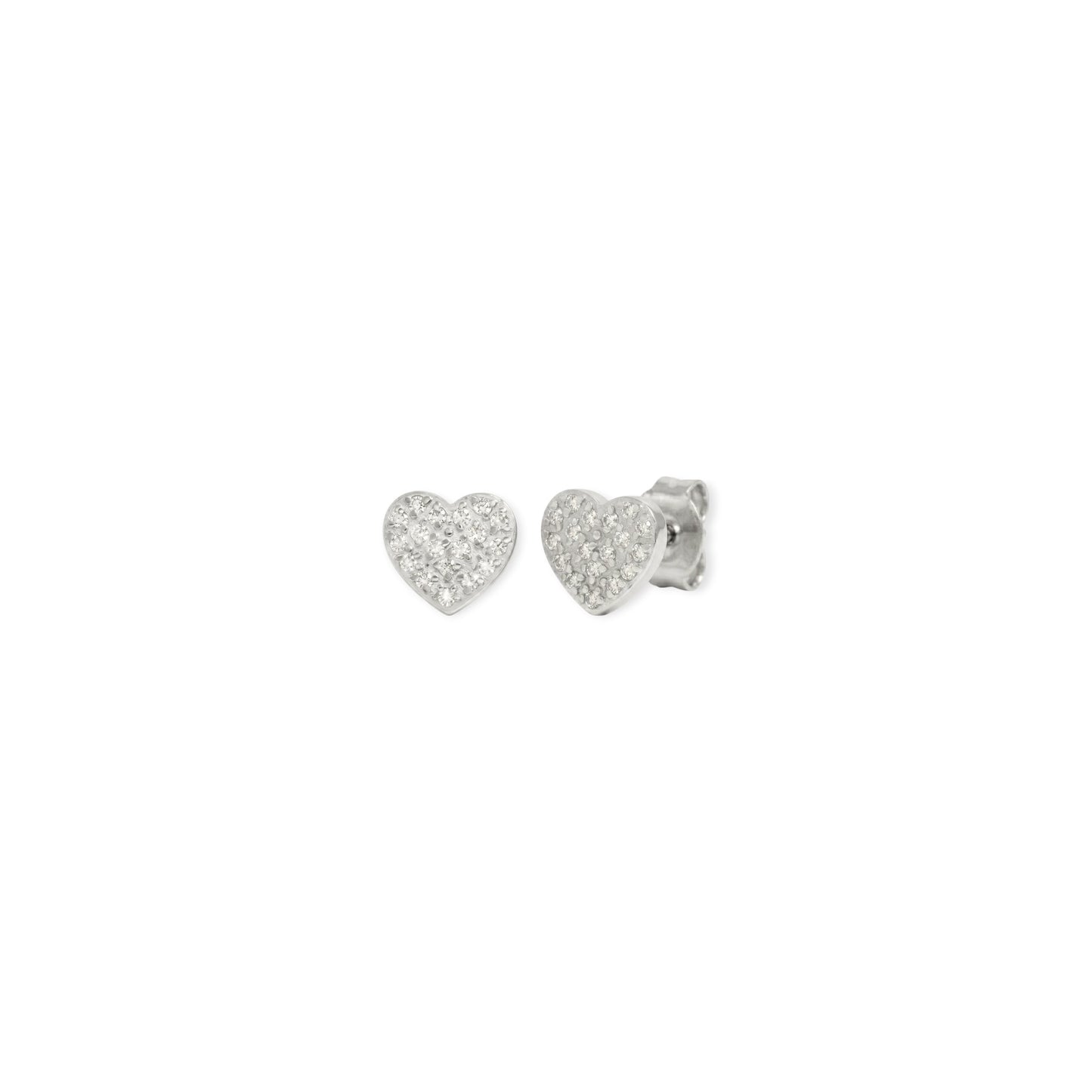 pavé heart studs (silver)