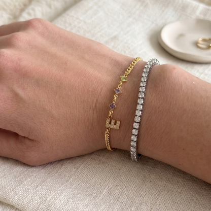 pavé initial + birthstone bracelet