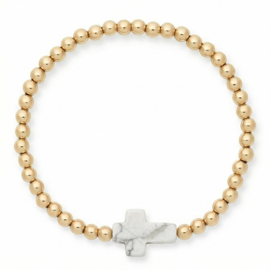 marble cross juno bead bracelet (4mm)