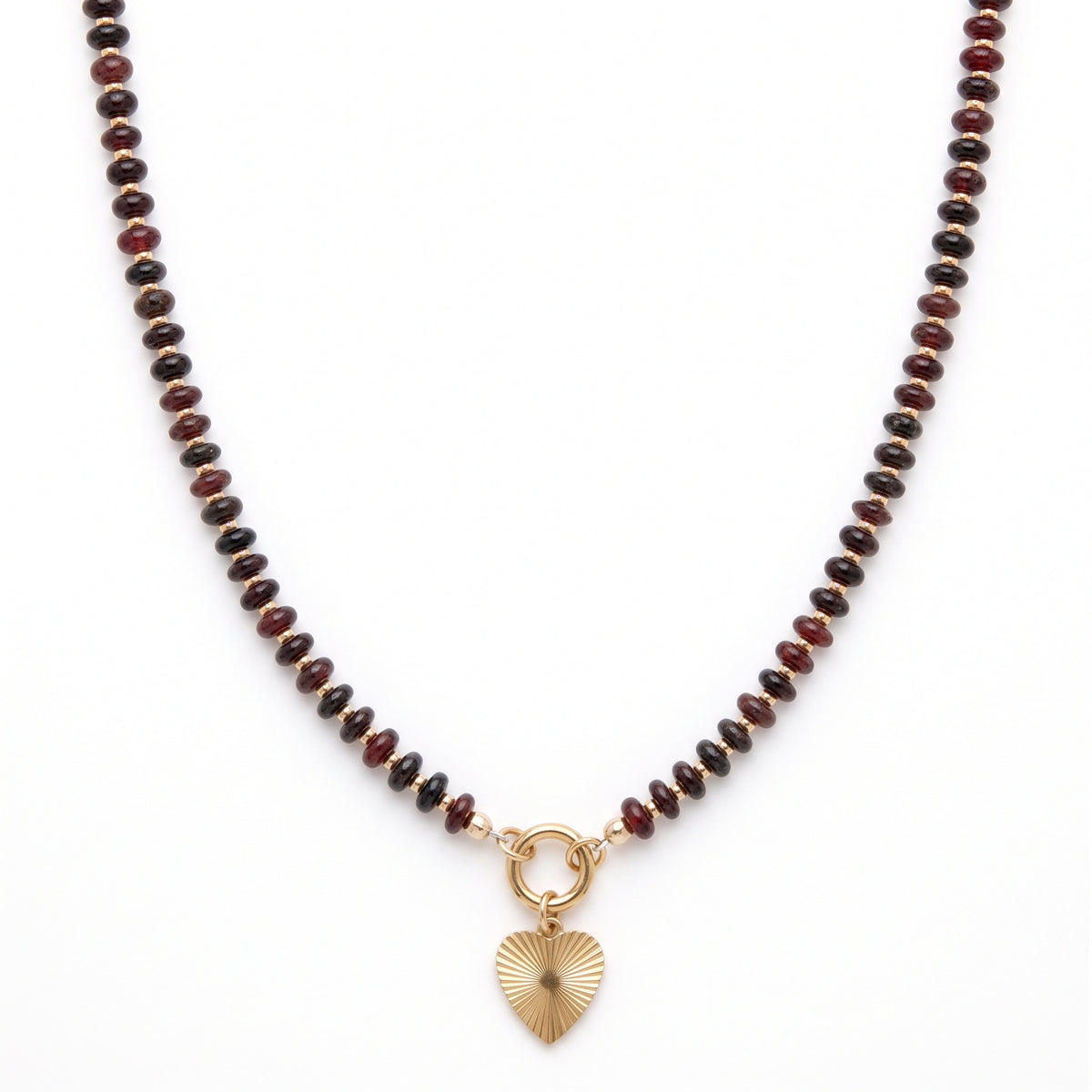 heart clasp brown beaded necklace