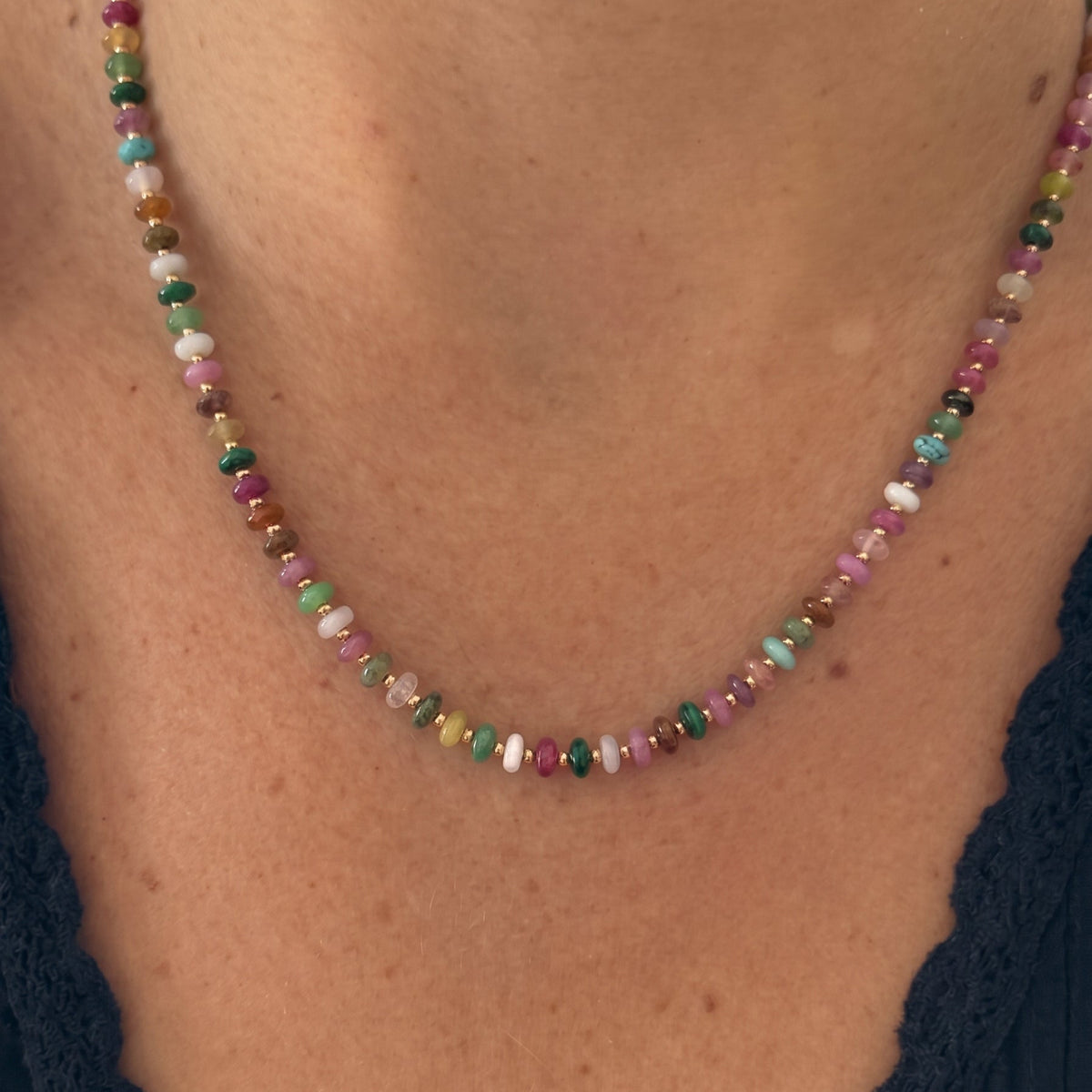 muted multicolor beaded necklace